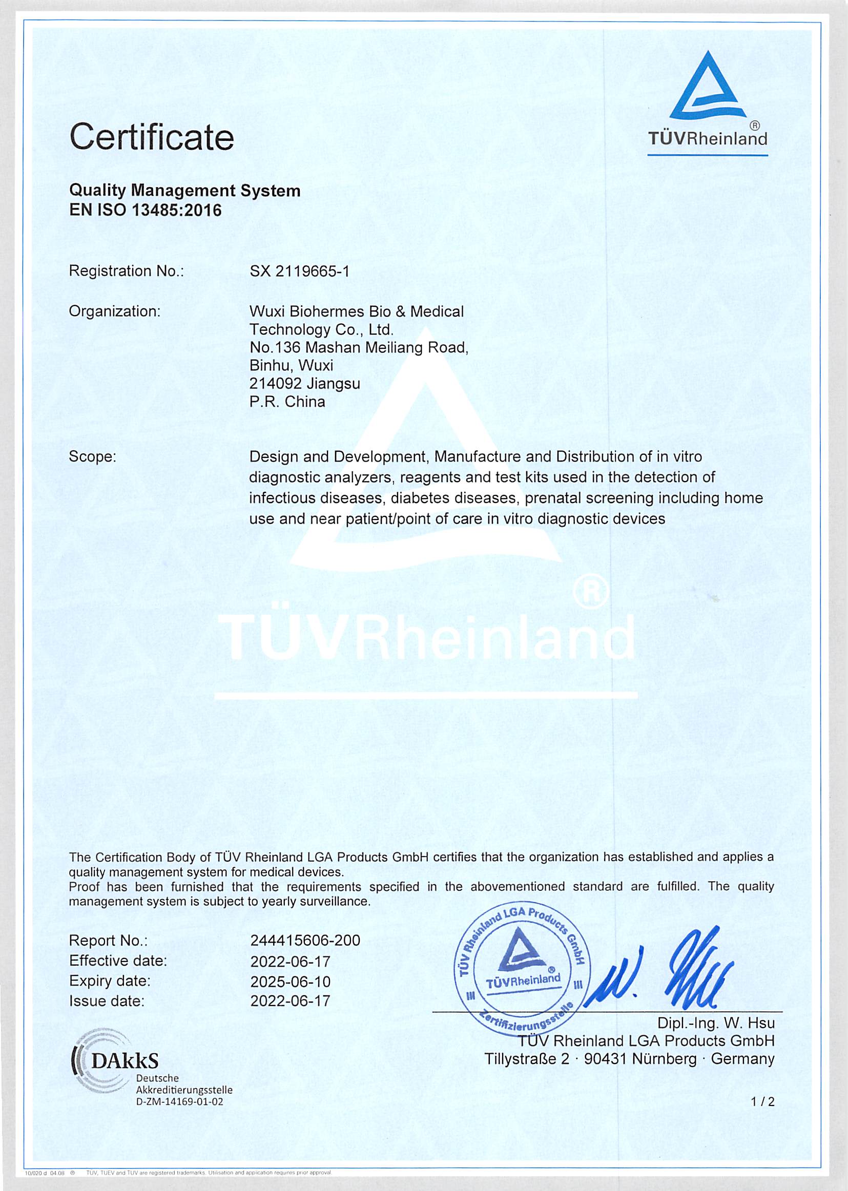 Quality Management SystemEN ISO 134852016