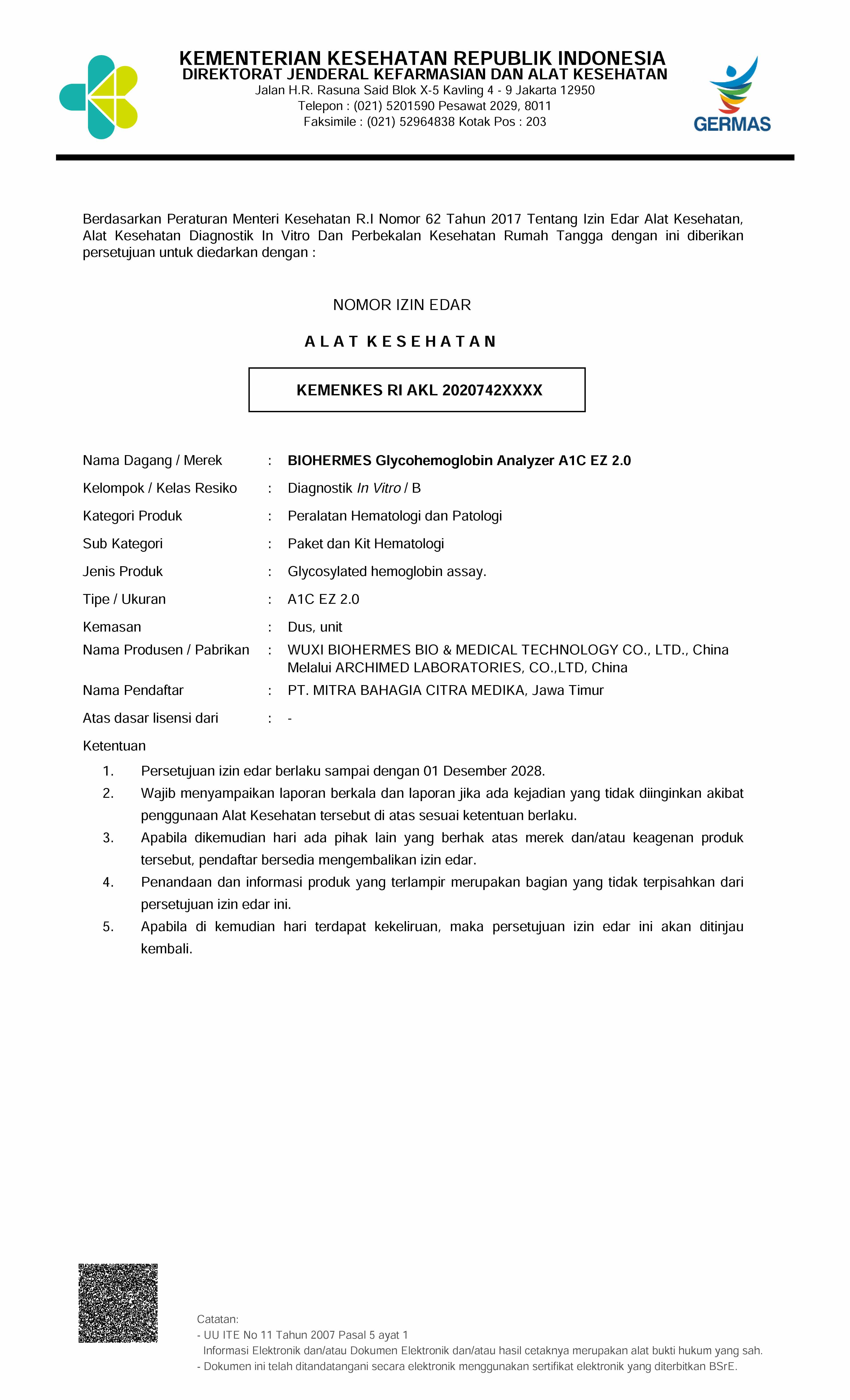 BIOHERMEs Glycohemoglobin Analyzer A1C EZ 2.0